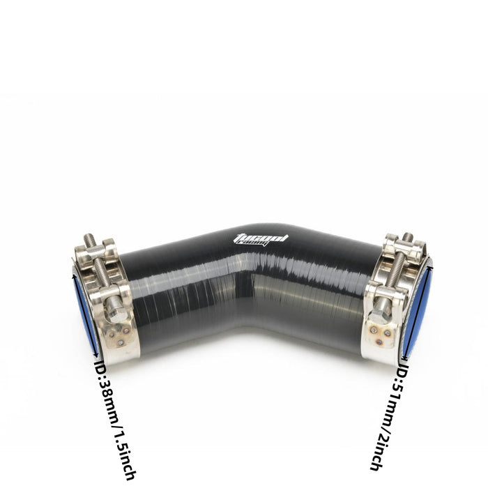 Tucool Racing Universal 45 Degree Elbow Reducer Coupler Silicone Hose 4-Ply Reinforced Turbo/Intercooler/Intake Piping Length 4” Thickness 5mm with T-Bolt Clamp