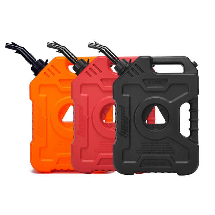 Tucool Racing New Gas Can with Upgraded No-Spill Oil Funnel & Upgraded Adjustable Bracket for Flexible Installation, 6L 10L Anti-Static Jerry Can Fuel Tank Spare Petrol Oil Tank Backup Jerrycan Fuel-jugs Canister for Motorcycle SUV ATV Cars Boat Offroad