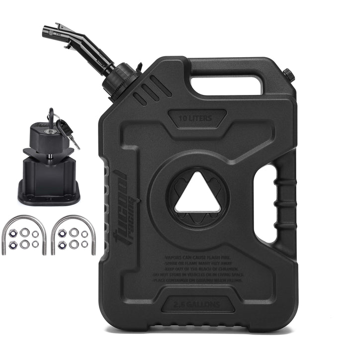 Tucool Racing New Gas Can with Upgraded No-Spill Oil Funnel & Upgraded Adjustable Bracket for Flexible Installation, 6L 10L Anti-Static Jerry Can Fuel Tank Spare Petrol Oil Tank Backup Jerrycan Fuel-jugs Canister for Motorcycle SUV ATV Cars Boat Offroad
