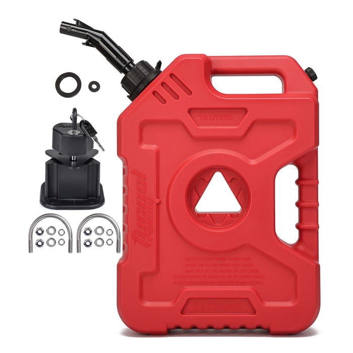 Tucool Racing New Gas Can with Upgraded No-Spill Oil Funnel & Upgraded Adjustable Bracket for Flexible Installation, 6L 10L Anti-Static Jerry Can Fuel Tank Spare Petrol Oil Tank Backup Jerrycan Fuel-jugs Canister for Motorcycle SUV ATV Cars Boat Offroad