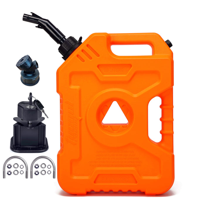 Tucool Racing New Gas Can with Upgraded No-Spill Oil Funnel & Upgraded Adjustable Bracket for Flexible Installation, 6L 10L Anti-Static Jerry Can Fuel Tank Spare Petrol Oil Tank Backup Jerrycan Fuel-jugs Canister for Motorcycle SUV ATV Cars Boat Offroad