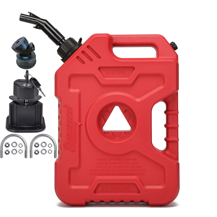 Tucool Racing New Gas Can with Upgraded No-Spill Oil Funnel & Upgraded Adjustable Bracket for Flexible Installation, 6L 10L Anti-Static Jerry Can Fuel Tank Spare Petrol Oil Tank Backup Jerrycan Fuel-jugs Canister for Motorcycle SUV ATV Cars Boat Offroad