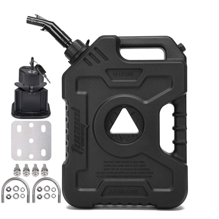 Tucool Racing New Gas Can with Upgraded No-Spill Oil Funnel & Upgraded Adjustable Bracket for Flexible Installation, 6L 10L Anti-Static Jerry Can Fuel Tank Spare Petrol Oil Tank Backup Jerrycan Fuel-jugs Canister for Motorcycle SUV ATV Cars Boat Offroad