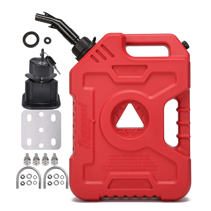 Tucool Racing New Gas Can with Upgraded No-Spill Oil Funnel & Upgraded Adjustable Bracket for Flexible Installation, 6L 10L Anti-Static Jerry Can Fuel Tank Spare Petrol Oil Tank Backup Jerrycan Fuel-jugs Canister for Motorcycle SUV ATV Cars Boat Offroad