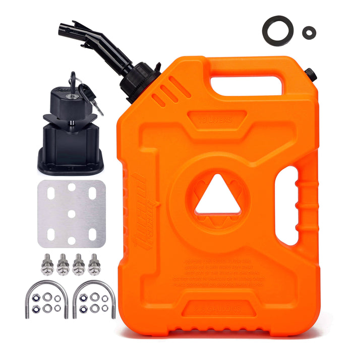 Tucool Racing New Gas Can with Upgraded No-Spill Oil Funnel & Upgraded Adjustable Bracket for Flexible Installation, 6L 10L Anti-Static Jerry Can Fuel Tank Spare Petrol Oil Tank Backup Jerrycan Fuel-jugs Canister for Motorcycle SUV ATV Cars Boat Offroad