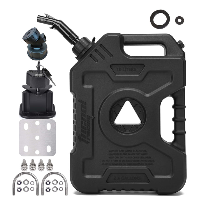 Tucool Racing New Gas Can with Upgraded No-Spill Oil Funnel & Upgraded Adjustable Bracket for Flexible Installation, 6L 10L Anti-Static Jerry Can Fuel Tank Spare Petrol Oil Tank Backup Jerrycan Fuel-jugs Canister for Motorcycle SUV ATV Cars Boat Offroad