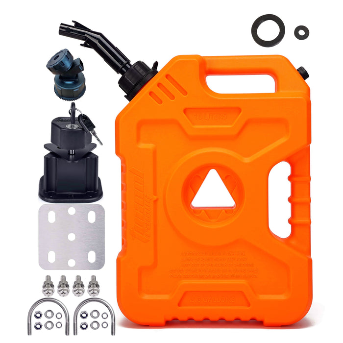 Tucool Racing New Gas Can with Upgraded No-Spill Oil Funnel & Upgraded Adjustable Bracket for Flexible Installation, 6L 10L Anti-Static Jerry Can Fuel Tank Spare Petrol Oil Tank Backup Jerrycan Fuel-jugs Canister for Motorcycle SUV ATV Cars Boat Offroad