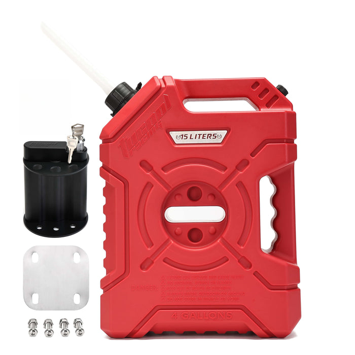 Tucool Racing 15L Jerry Can Fuel Tank 4 Gallon Backup Gas Can New guide pipe Fits for Motorcycle SUV ATV Cars Boat Offroad