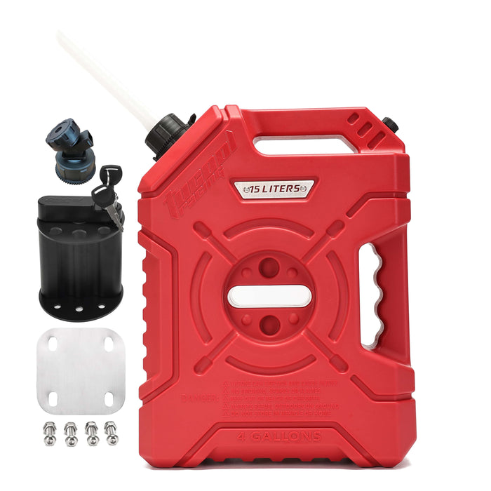 Tucool Racing 15L Jerry Can Fuel Tank 4 Gallon Backup Gas Can New guide pipe Fits for Motorcycle SUV ATV Cars Boat Offroad
