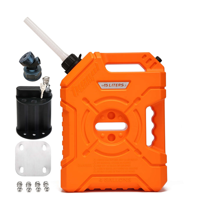 Tucool Racing 15L Jerry Can Fuel Tank 4 Gallon Backup Gas Can New guide pipe Fits for Motorcycle SUV ATV Cars Boat Offroad