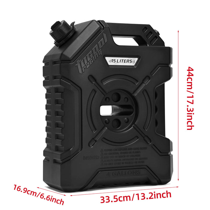Tucool Racing 15L Jerry Can Fuel Tank 4 Gallon Backup Gas Can New guide pipe Fits for Motorcycle SUV ATV Cars Boat Offroad