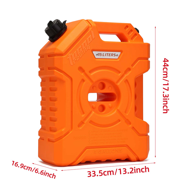 Tucool Racing 15L Jerry Can Fuel Tank 4 Gallon Backup Gas Can New guide pipe Fits for Motorcycle SUV ATV Cars Boat Offroad