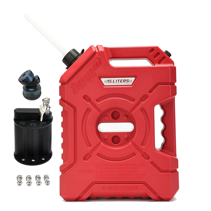 Tucool Racing 15L Jerry Can Fuel Tank 4 Gallon Backup Gas Can New guide pipe Fits for Motorcycle SUV ATV Cars Boat Offroad