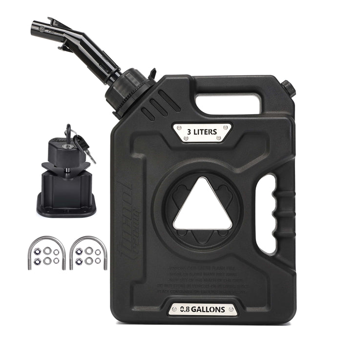 Tucool Racing 3L 5L Anti-Static Gas Can with Upgraded No-Spill Oil Funnel & Upgraded Adjustable Bracket for Flexible Installation, Portable Multi-Purpose Gasoline Storage Tank for Cars, Motorcycles, Trucks, Boats