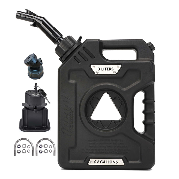 Tucool Racing 3L 5L Anti-Static Gas Can with Upgraded No-Spill Oil Funnel & Upgraded Adjustable Bracket for Flexible Installation, Portable Multi-Purpose Gasoline Storage Tank for Cars, Motorcycles, Trucks, Boats