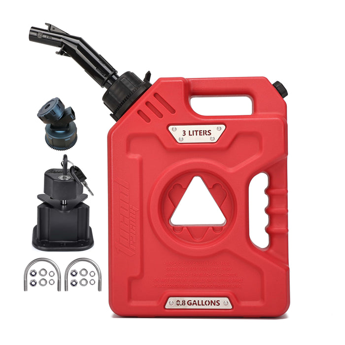 Tucool Racing 3L 5L Anti-Static Gas Can with Upgraded No-Spill Oil Funnel & Upgraded Adjustable Bracket for Flexible Installation, Portable Multi-Purpose Gasoline Storage Tank for Cars, Motorcycles, Trucks, Boats