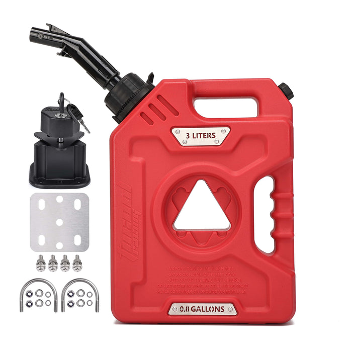Tucool Racing 3L 5L Anti-Static Gas Can with Upgraded No-Spill Oil Funnel & Upgraded Adjustable Bracket for Flexible Installation, Portable Multi-Purpose Gasoline Storage Tank for Cars, Motorcycles, Trucks, Boats