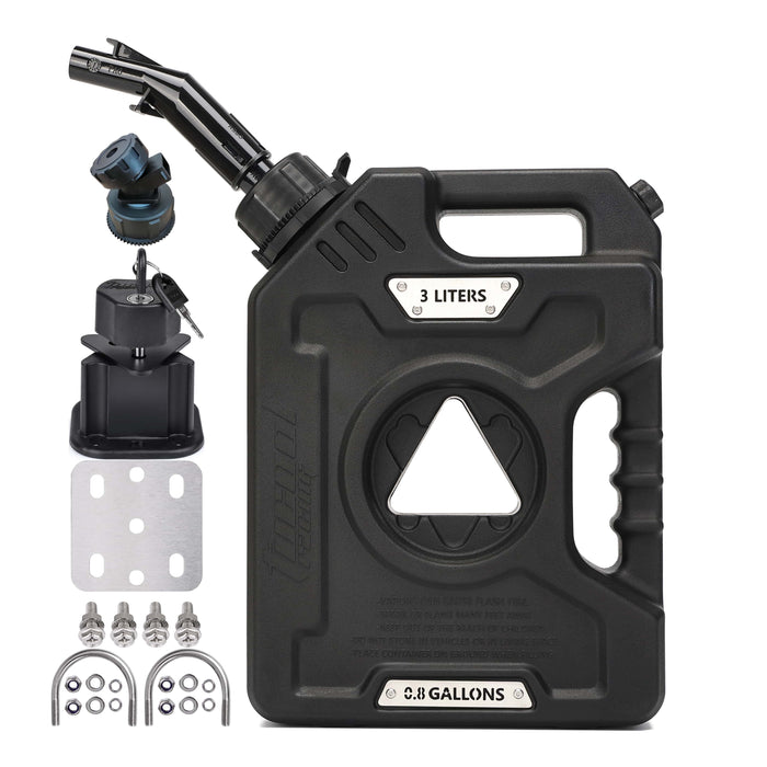 Tucool Racing 3L 5L Anti-Static Gas Can with Upgraded No-Spill Oil Funnel & Upgraded Adjustable Bracket for Flexible Installation, Portable Multi-Purpose Gasoline Storage Tank for Cars, Motorcycles, Trucks, Boats