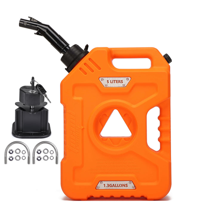 Tucool Racing 3L 5L Anti-Static Gas Can with Upgraded No-Spill Oil Funnel & Upgraded Adjustable Bracket for Flexible Installation, Portable Multi-Purpose Gasoline Storage Tank for Cars, Motorcycles, Trucks, Boats