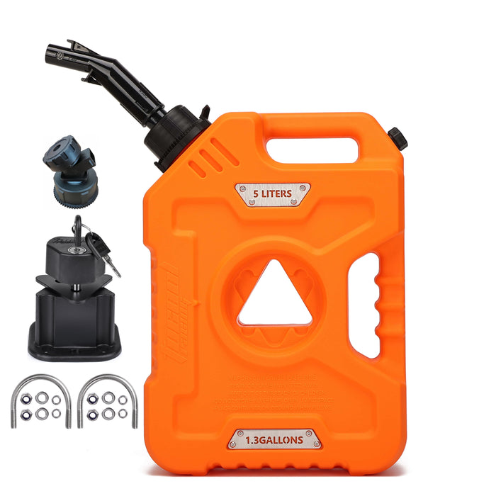 Tucool Racing 3L 5L Anti-Static Gas Can with Upgraded No-Spill Oil Funnel & Upgraded Adjustable Bracket for Flexible Installation, Portable Multi-Purpose Gasoline Storage Tank for Cars, Motorcycles, Trucks, Boats