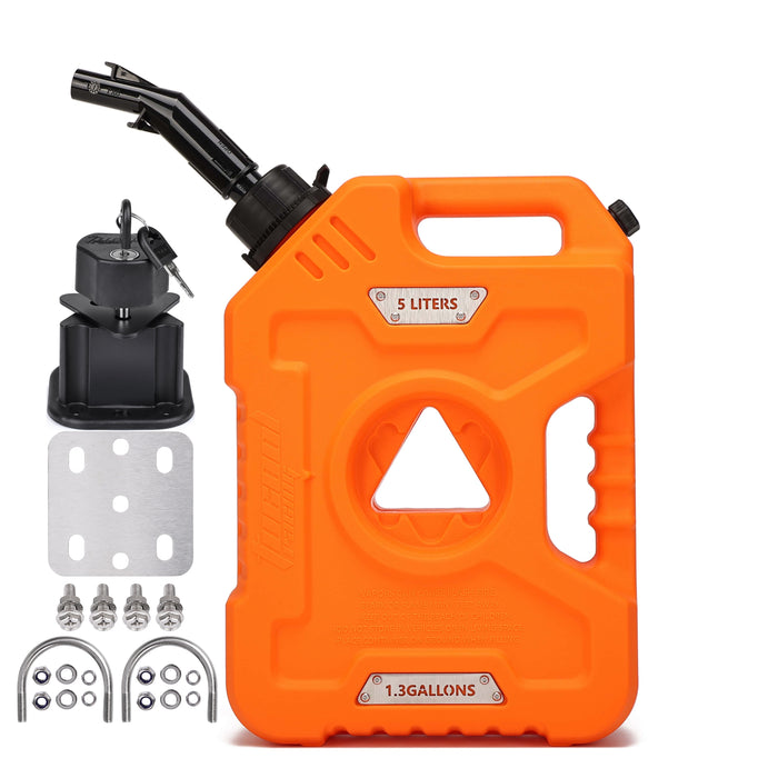 Tucool Racing 3L 5L Anti-Static Gas Can with Upgraded No-Spill Oil Funnel & Upgraded Adjustable Bracket for Flexible Installation, Portable Multi-Purpose Gasoline Storage Tank for Cars, Motorcycles, Trucks, Boats