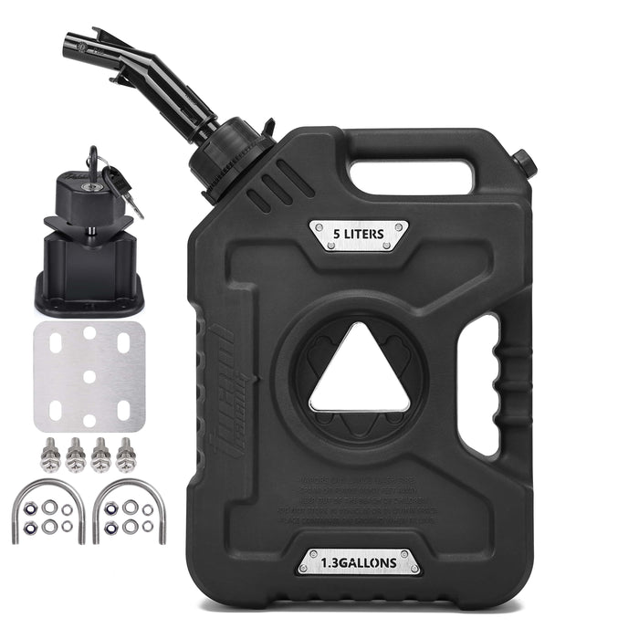 Tucool Racing 3L 5L Anti-Static Gas Can with Upgraded No-Spill Oil Funnel & Upgraded Adjustable Bracket for Flexible Installation, Portable Multi-Purpose Gasoline Storage Tank for Cars, Motorcycles, Trucks, Boats