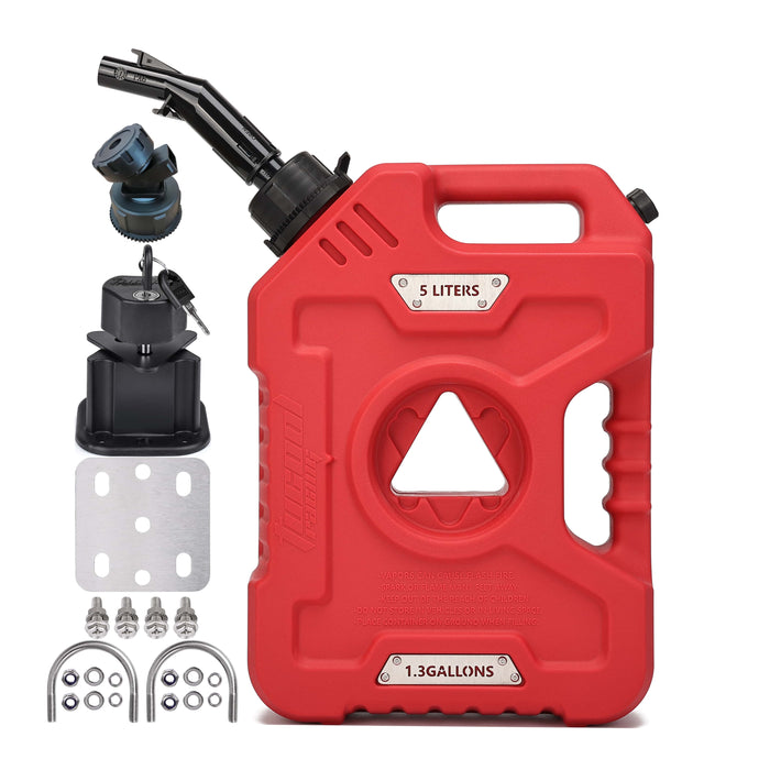 Tucool Racing 3L 5L Anti-Static Gas Can with Upgraded No-Spill Oil Funnel & Upgraded Adjustable Bracket for Flexible Installation, Portable Multi-Purpose Gasoline Storage Tank for Cars, Motorcycles, Trucks, Boats