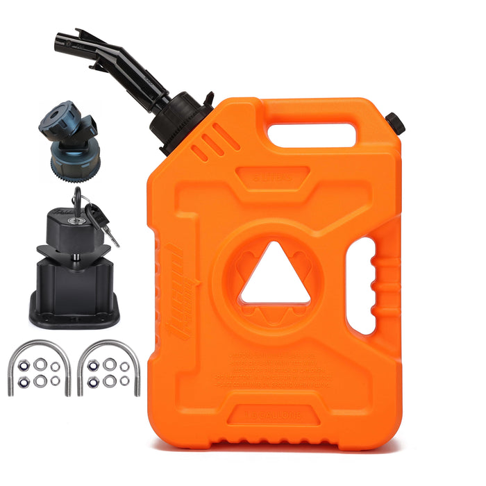 Tucool Racing New Gas Can with Upgraded No-Spill Oil Funnel & Upgraded Adjustable Bracket for Flexible Installation, 6L 10L Anti-Static Jerry Can Fuel Tank Spare Petrol Oil Tank Backup Jerrycan Fuel-jugs Canister for Motorcycle SUV ATV Cars Boat Offroad
