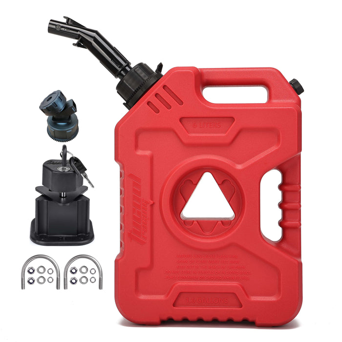 Tucool Racing New Gas Can with Upgraded No-Spill Oil Funnel & Upgraded Adjustable Bracket for Flexible Installation, 6L 10L Anti-Static Jerry Can Fuel Tank Spare Petrol Oil Tank Backup Jerrycan Fuel-jugs Canister for Motorcycle SUV ATV Cars Boat Offroad