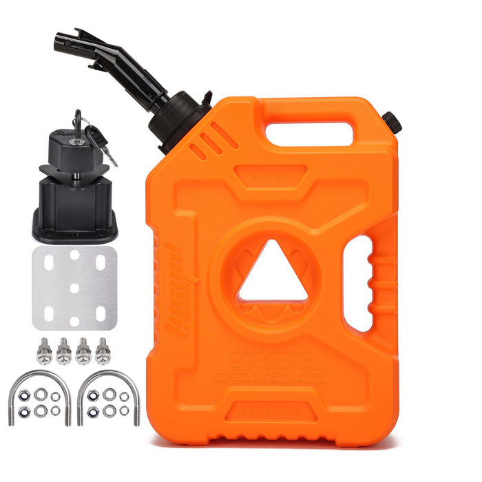 Tucool Racing New Gas Can with Upgraded No-Spill Oil Funnel & Upgraded Adjustable Bracket for Flexible Installation, 6L 10L Anti-Static Jerry Can Fuel Tank Spare Petrol Oil Tank Backup Jerrycan Fuel-jugs Canister for Motorcycle SUV ATV Cars Boat Offroad