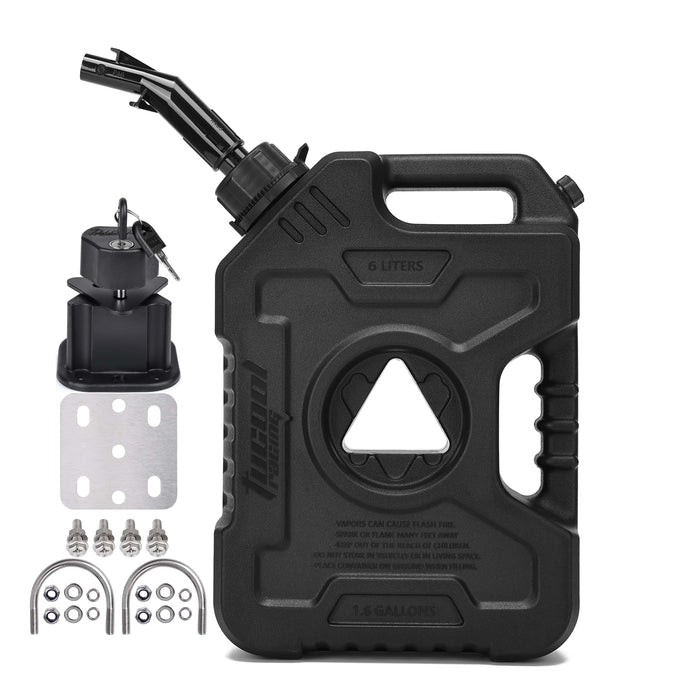 Tucool Racing New Gas Can with Upgraded No-Spill Oil Funnel & Upgraded Adjustable Bracket for Flexible Installation, 6L 10L Anti-Static Jerry Can Fuel Tank Spare Petrol Oil Tank Backup Jerrycan Fuel-jugs Canister for Motorcycle SUV ATV Cars Boat Offroad