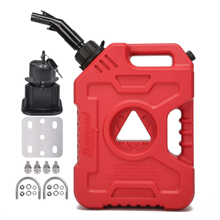 Tucool Racing New Gas Can with Upgraded No-Spill Oil Funnel & Upgraded Adjustable Bracket for Flexible Installation, 6L 10L Anti-Static Jerry Can Fuel Tank Spare Petrol Oil Tank Backup Jerrycan Fuel-jugs Canister for Motorcycle SUV ATV Cars Boat Offroad