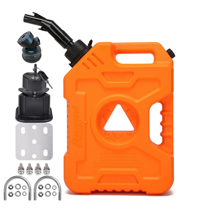 Tucool Racing New Gas Can with Upgraded No-Spill Oil Funnel & Upgraded Adjustable Bracket for Flexible Installation, 6L 10L Anti-Static Jerry Can Fuel Tank Spare Petrol Oil Tank Backup Jerrycan Fuel-jugs Canister for Motorcycle SUV ATV Cars Boat Offroad
