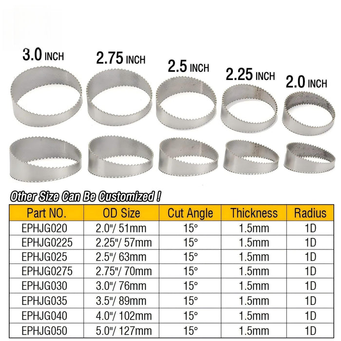 Tucool Racing Stainless Steel 304 Sawtooth Exhaust Pie Cut Tight Radius 2″ To 4″ 5pcs (15 Degree,1.5mm Thickness, 1D Radius)