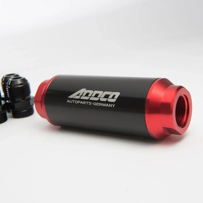 Tucool Racing Universal Car Racing In-Line Fuel Oil Filter With AN10 AN8 AN6 Fittings Adapter Black&Red 40 Micron