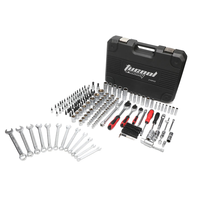 216Pcs 1/4" 3/8" 1/2" Socket Ratchet Wrench Set with Bit Socket Set, 72 Tooth Ratchet Wrench, Mechanics Tool Set With Case