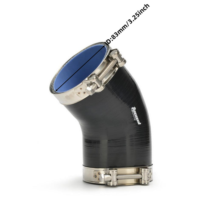 thumbnail image 2 of DNA Motoring 3.25" 3-Ply 45 Degree Silicone Elbow Hose - Black - For Turbo/Intercooler/Intake 2 of 2